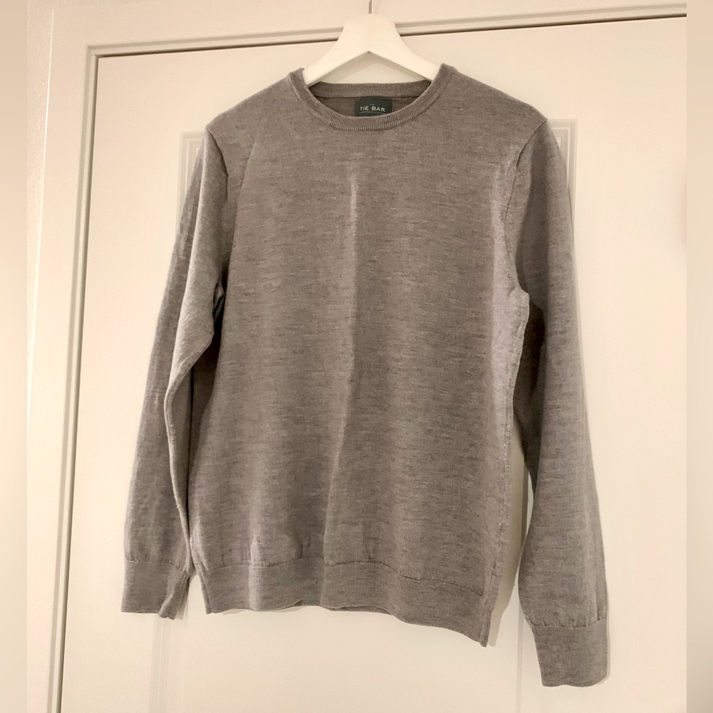 MOVING SALE | New The Tie Bar 100% Wool Solid Gray Crewneck Sweater, Size Large